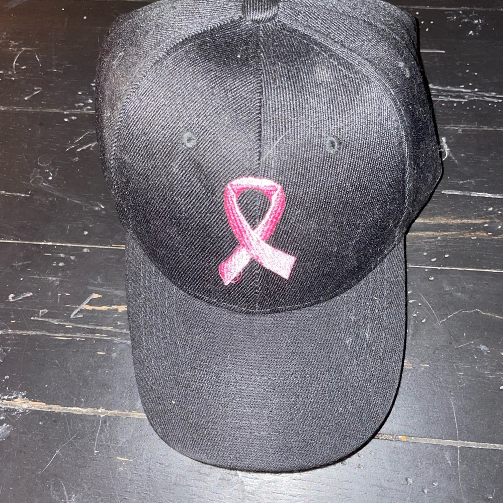Chic Black Cap with Pink Ribbon Detail